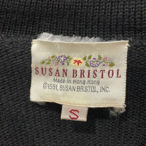 Susan Bristol Reindeer Cardigan Sweater‎ Long Sleeves Sz Small Holiday Christmas - Picture 6 of 10